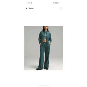 LULULEMON Soft Mid-Rise Wide-Leg Pant Velvet Cord Storm Teal Pull On Leisure 12